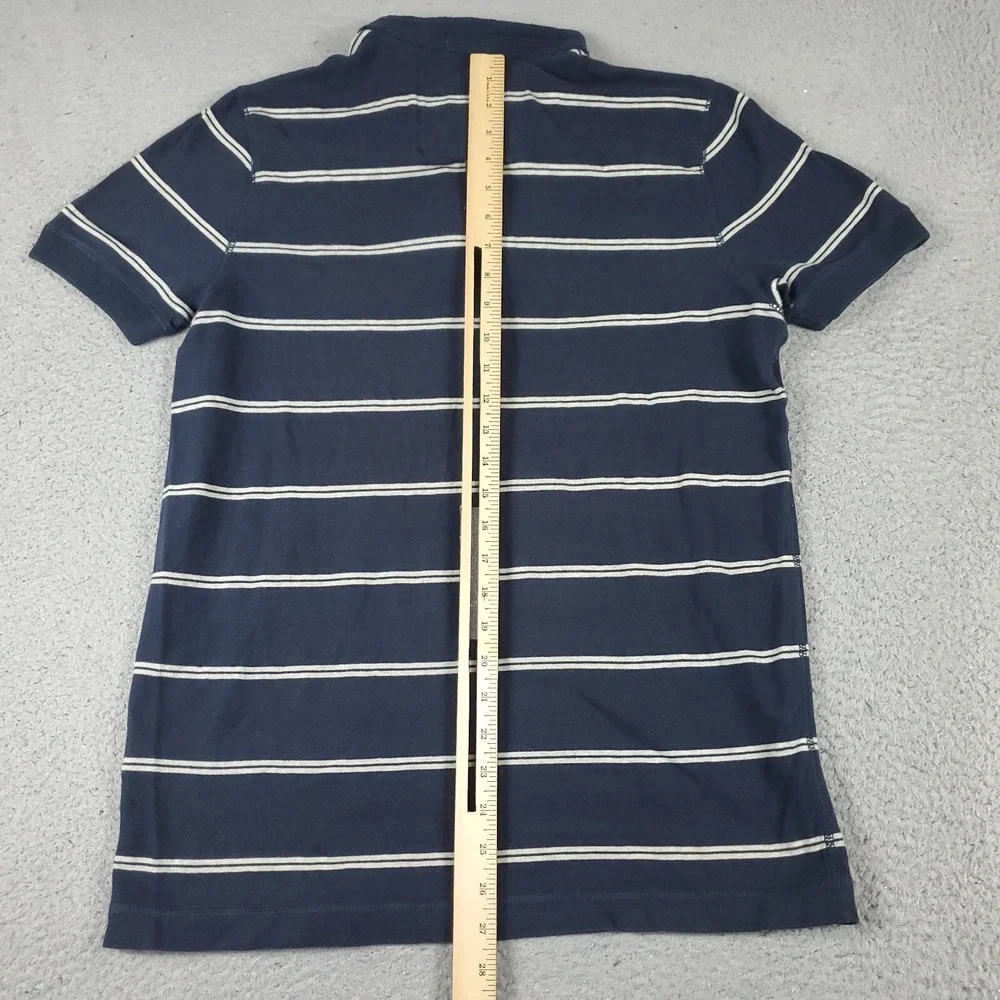 Abercrombie Fitch Polo Shirt Boys XL Blue Striped Short Sleeve Muscle Fit Kids